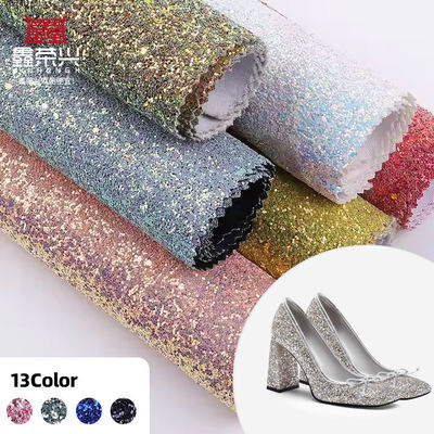 Tissu en simili cuir à paillettes scintillantes et épaisses en polyuréthane élastique pour chaussures, sacs, nœuds, artisanat, chapeaux, tissu en similicuir