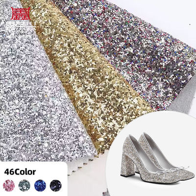 Tissu élastique en PU étincelant Hexagonal Glitter en cuir synthétique pour chaussures Sacs à main Bouclier artisanal Chapeau Tissu en faux cuir