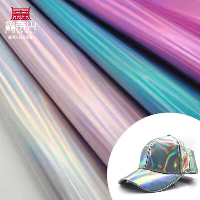 Film holographique laser arc-en-ciel miroir cuir synthétique artificiel simili cuir chaussures trousse de maquillage sac à main tissu en cuir
