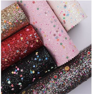 Glitter doux imprimé en cuir PU séquins glamour bonbons brillants 1,2 mm d'épaisseur