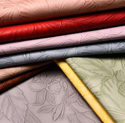 3D rétro floral en relief de cuir en PVC pointillé pour sac à main boîte d'emballage tissu décoratif Placemat faux cuir