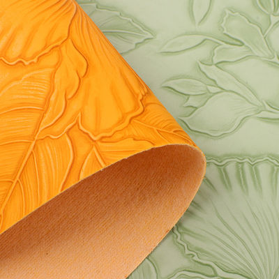 3D rétro floral en relief de cuir en PVC pointillé pour sac à main boîte d'emballage tissu décoratif Placemat faux cuir