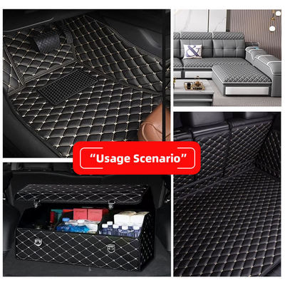 Tapis de sol de voiture en cuir PVC matelassé sur mesure, épaisseur 4,6 mm avec rembourrage en mousse, ajustement extensible, sièges de voiture, canapés, sacs brodés en relief