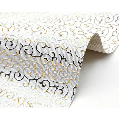 Cuir synthétique artificiel de style gaufré en film doré PVC en gros pour sac, emballage, boîte, chaussures, cahier, tissu