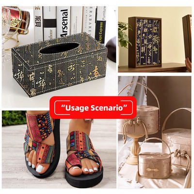 Vente en gros de PVC en cuir synthétique chinoiserie calligraphie grain motif pour portefeuille boîtes chaussures canapés sacs tissés