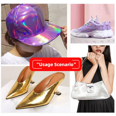 Cuir synthétique gaufré miroir arc-en-ciel PU spécial pour bagages, sacs à main, chaussures, sacs cosmétiques