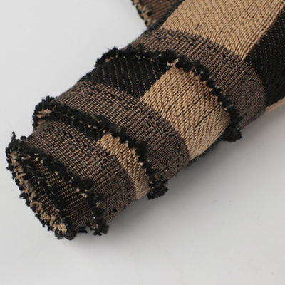 Tissu en lin à carreaux de lin de 1,0 mm d'épaisseur, imperméable, extensible, floqué, usage extérieur pour canapé, sac, ceinture de sécurité de voiture, dos tissé en similicuir