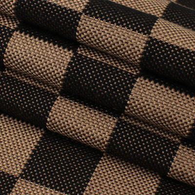 Tissu en lin à carreaux de lin de 1,0 mm d'épaisseur, imperméable, extensible, floqué, usage extérieur pour canapé, sac, ceinture de sécurité de voiture, dos tissé en similicuir