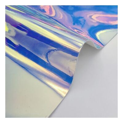 Cuir synthétique artificiel imitation arc-en-ciel holographique métallique coloré miroir pour chaussures, étui, sac à main, cahier, tissu