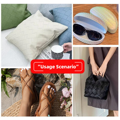 Cuir synthétique artificiel à grand motif tissé en PVC pour sacs, boîtes d'emballage, canapés, chaises, ceintures, simili cuir