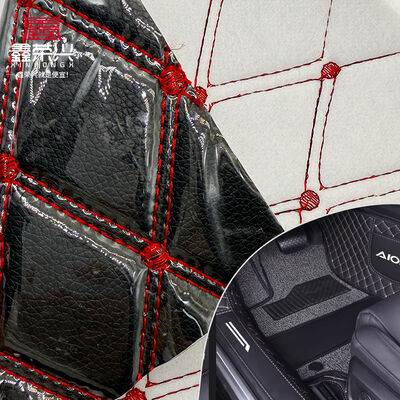 Tapis de sol de voiture en cuir PVC matelassé sur mesure, épaisseur 4,6 mm avec rembourrage en mousse, ajustement extensible, sièges de voiture, canapés, sacs brodés en relief