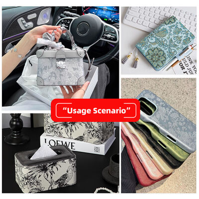 Tissu en cuir synthétique artificiel en PVC imprimé floral pour sacs, carnets, coques de téléphone, canapés, artisanat, faux cuir imprimé floral