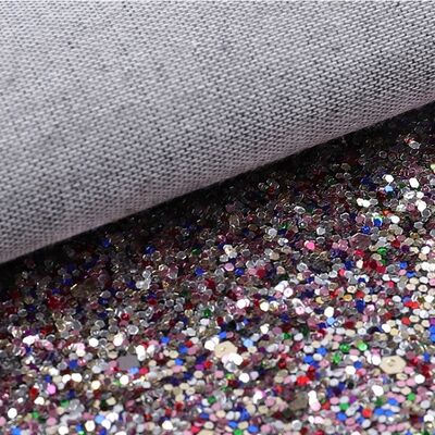 Tissu hexagonal étincelant élastique en PU en cuir synthétique pour doublure de chaussures sacs d'arcade chapeau artisanal faux cuir