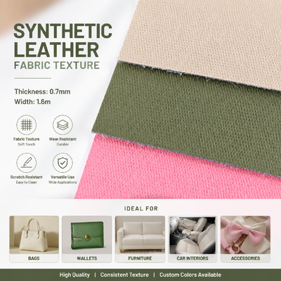 Rouleau de cuir synthétique en PVC, Texture de tissu de 0.7mm, pour sacs, meubles, intérieur automobile, largeur de 1.6m