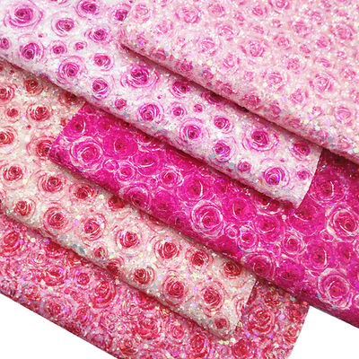 Couleur rose 100% cuir PU imprimé Gretel Rose Fleur de polyuréthane Imitation de cuir