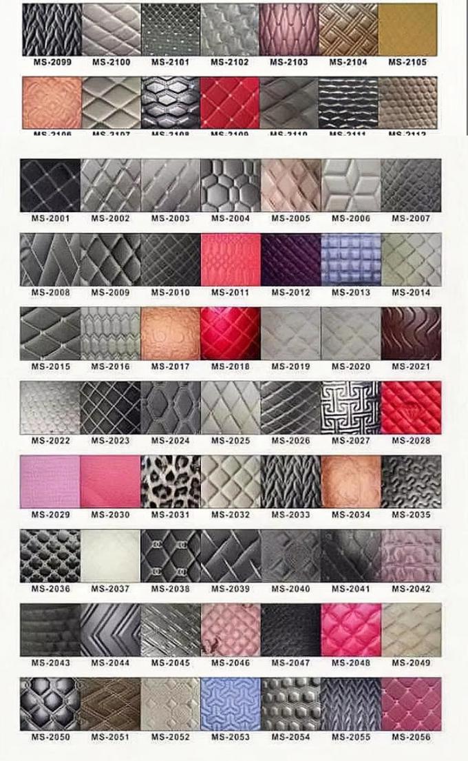 Custom 7.0mm épaisse couette PVC en cuir synthétique brodé en relief en mousse de polyuréthane étirée siège auto pieds canapés décoratifs 5