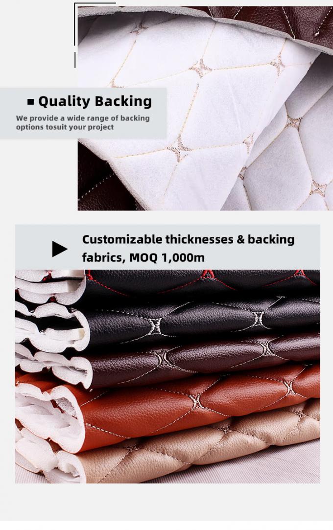 Custom 7.0mm épaisse couette PVC en cuir synthétique brodé en relief en mousse de polyuréthane étirée siège auto pieds canapés décoratifs 7