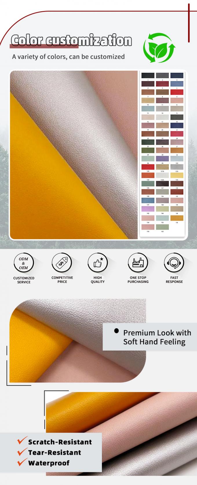 1.3mm PVC 711 Napa Grain Sac en cuir synthétique, tapis de table, chaussures, portefeuille, décoration, ceinture en faux tissu en cuir 4