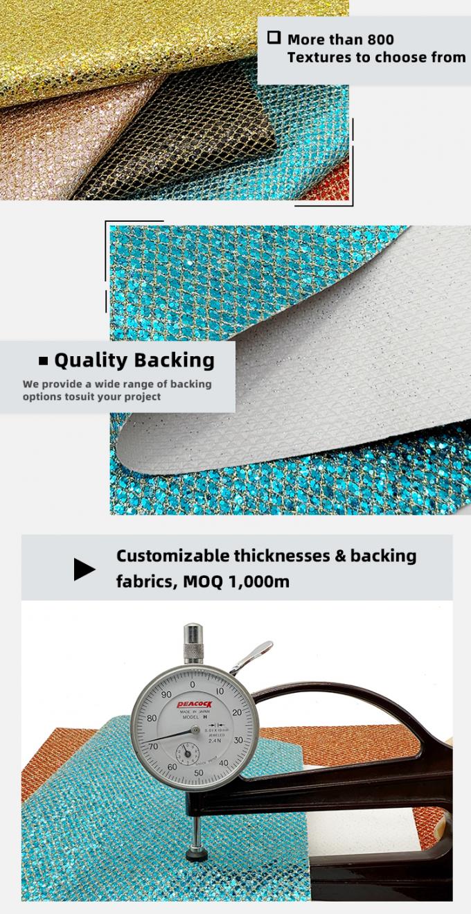 Matrice de type Glitter grossier PVC en cuir synthétique étirement Matériau en cuir faux pour chaussures sac à bagages Emballage canapé revêtement extérieur 5