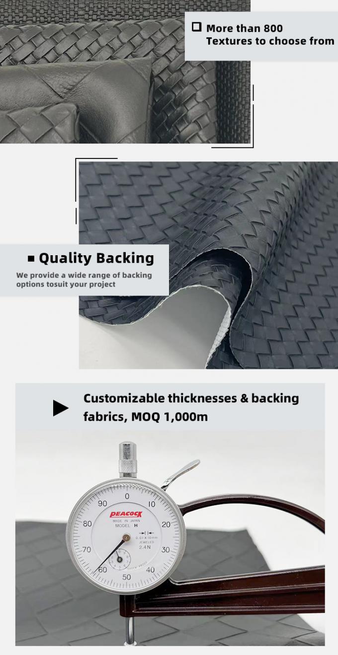 Cuir synthétique gaufré à motif tissé en PVC pour chaussures, sacs, meubles, artisanat, canapés, extérieur 5