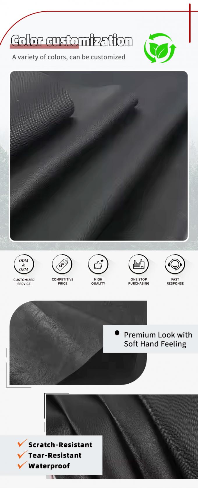 Cuir synth&eacute;tique artificiel en PVC &agrave; envers bross&eacute; double pour sacs, canap&eacute;s, divers motifs gaufr&eacute;s 4