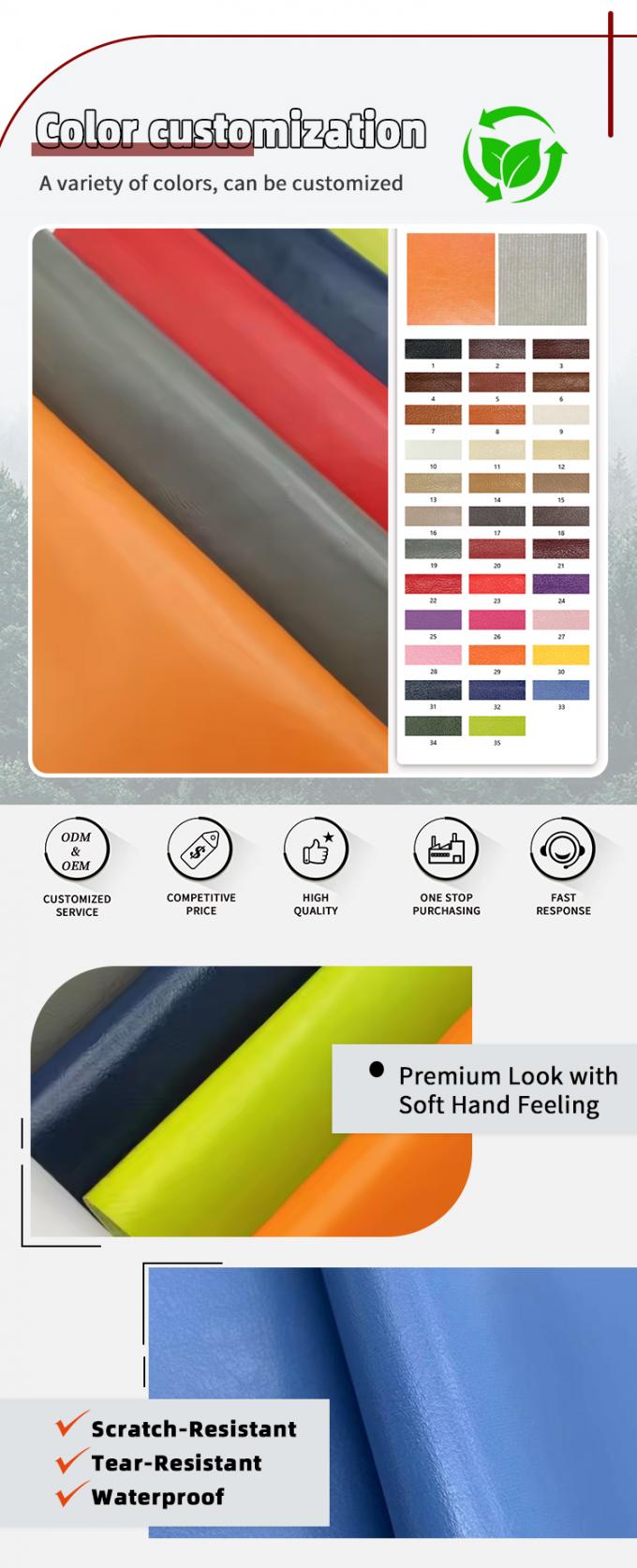 Tissu en cuir tricot&eacute; PVC pour meubles 57/58" Imperm&eacute;able et r&eacute;sistant &agrave; l'abrasion 4