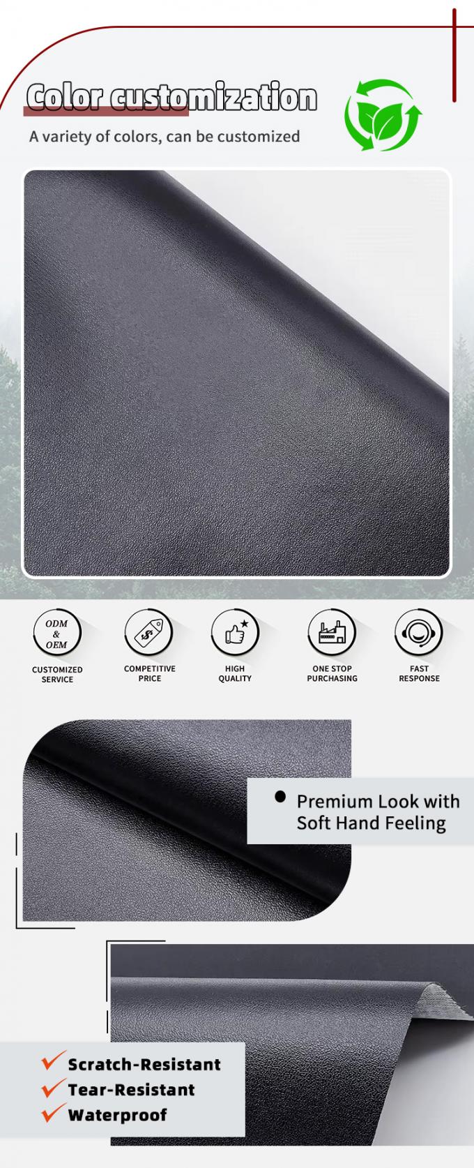 Cuir PVC r&eacute;sistant &agrave; l'abrasion pour rembourrage de meubles, 140 cm de large 4