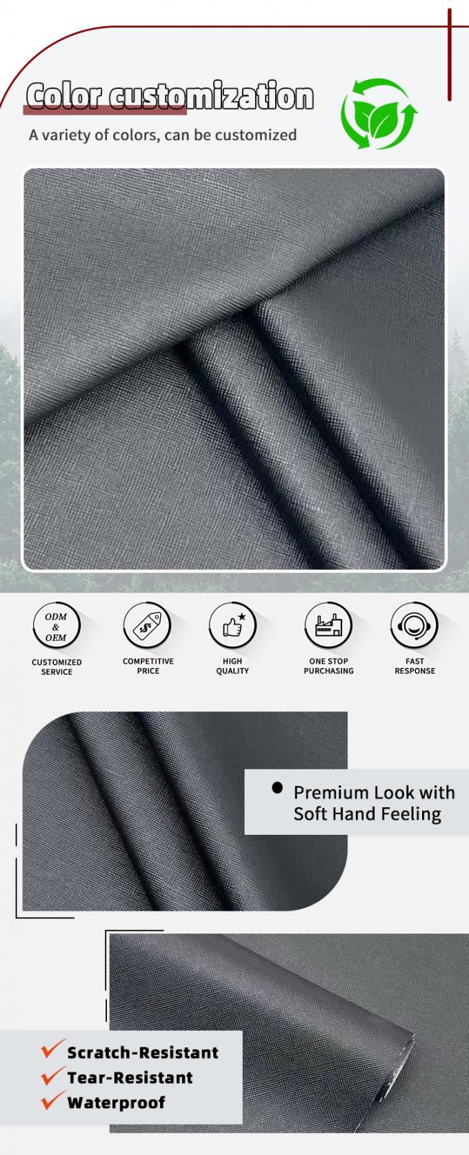 Cuir PVC r&eacute;sistant &agrave; l'abrasion pour le rembourrage de meubles 4