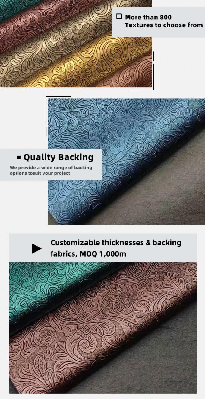 Mod&egrave;le de fleurs en PVC en relief cuir synth&eacute;tique pour portefeuille Bo&icirc;tes de chaussures Cahiers d'ordinateurs Sacs d&eacute;coratifs Mat&eacute;riaux de faux cuir durables 5