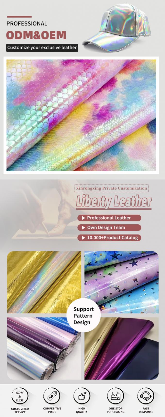 Cuir synthétique gaufré miroir arc-en-ciel PU spécial pour bagages, sacs à main, chaussures, sacs cosmétiques 4