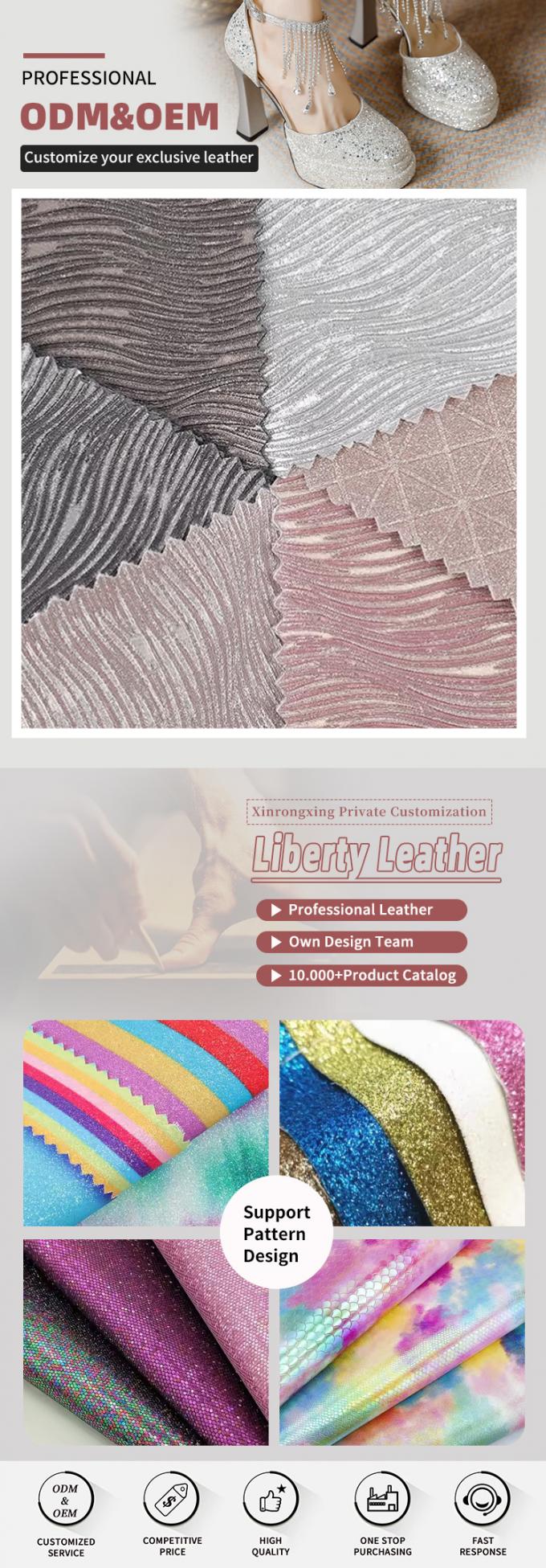 Élastique en PU en relief éclatant Brillant Tissu Glitter cuir synthétique pour chaussures Sacs arc-crafts Chapeau Faux Tissu en cuir 4