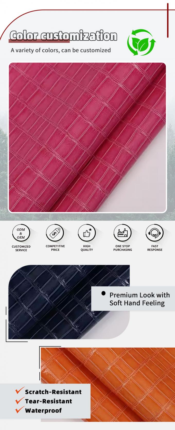 PVC hautement brillant motif de bambou grain cuir synthétique artificiel décoratif chaussures sacs boîte faux tissu en cuir 4