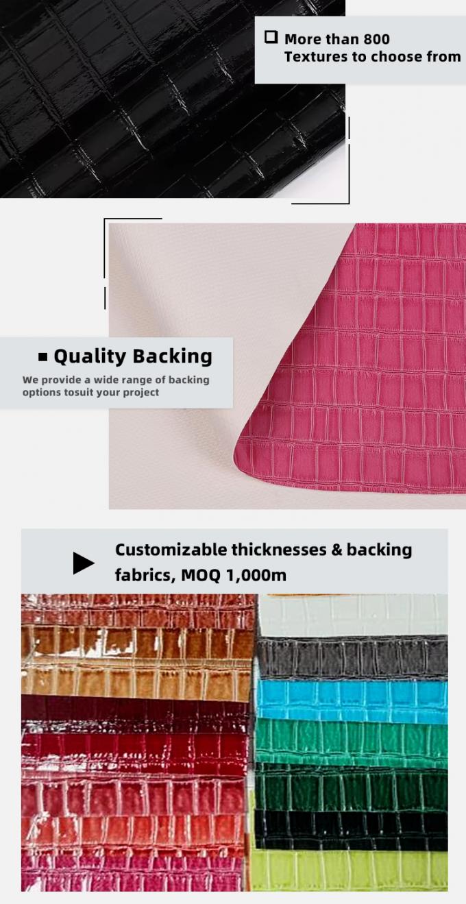 PVC hautement brillant motif de bambou grain cuir synthétique artificiel décoratif chaussures sacs boîte faux tissu en cuir 5