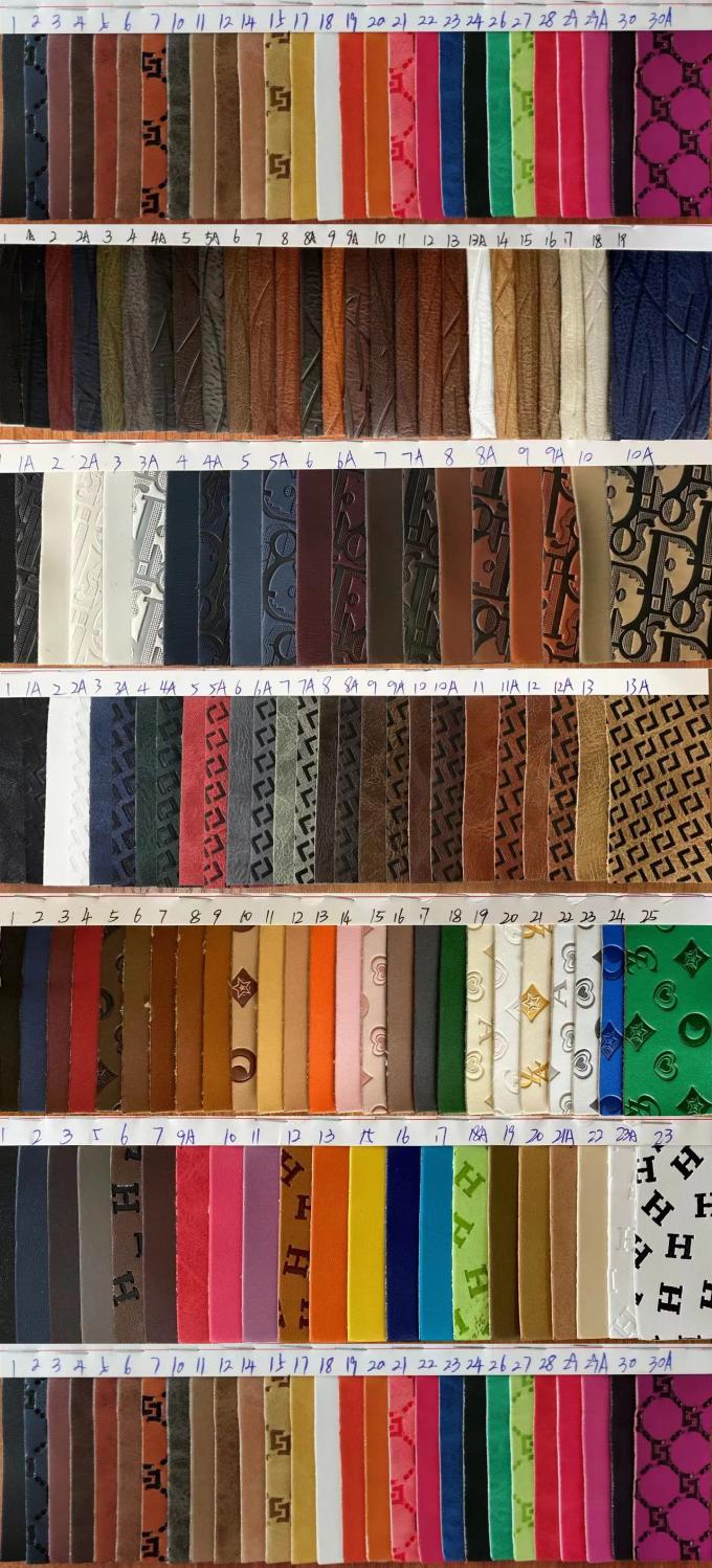 Personnaliser le cuir synthétique gaufré à changement de couleur PU Vinyl pour chaussures, sacs, tapis de table, tissu en similicuir 19